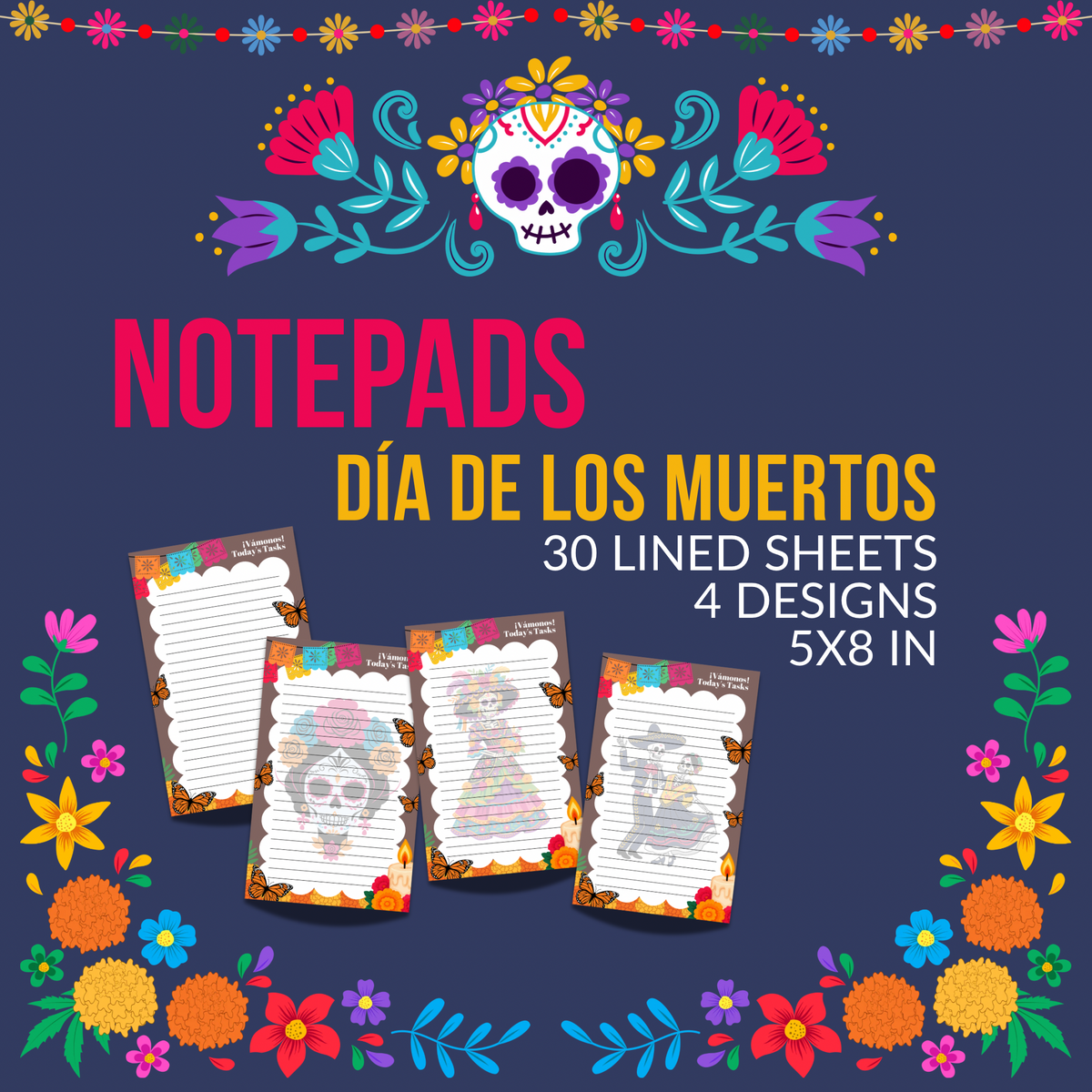Dia de los Muertos | Lined Notepad | 5 x 8 in | 4 Design