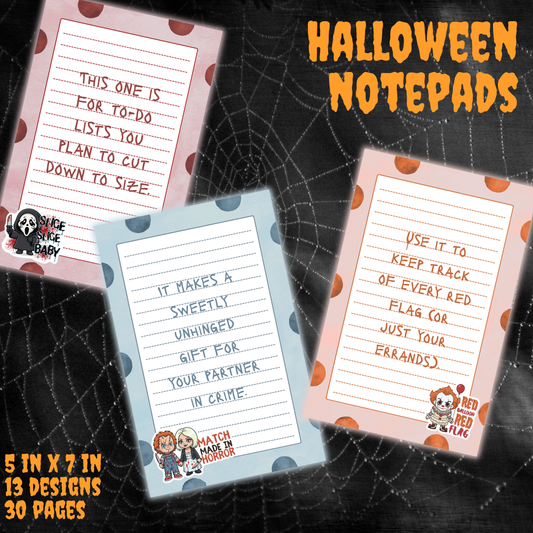 Cute Horror Characters | Lined Notepad | 5 x 7 in | 13 Designs