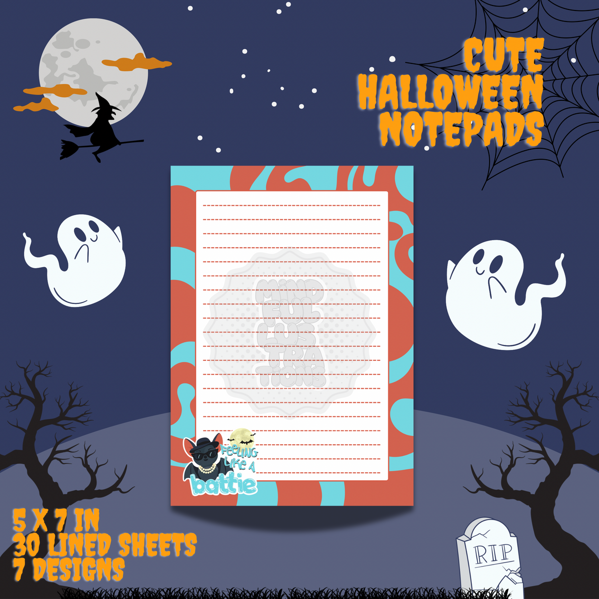 Cute Spooky Season | Lined Notepad | 5 x 8 in | 4 Design