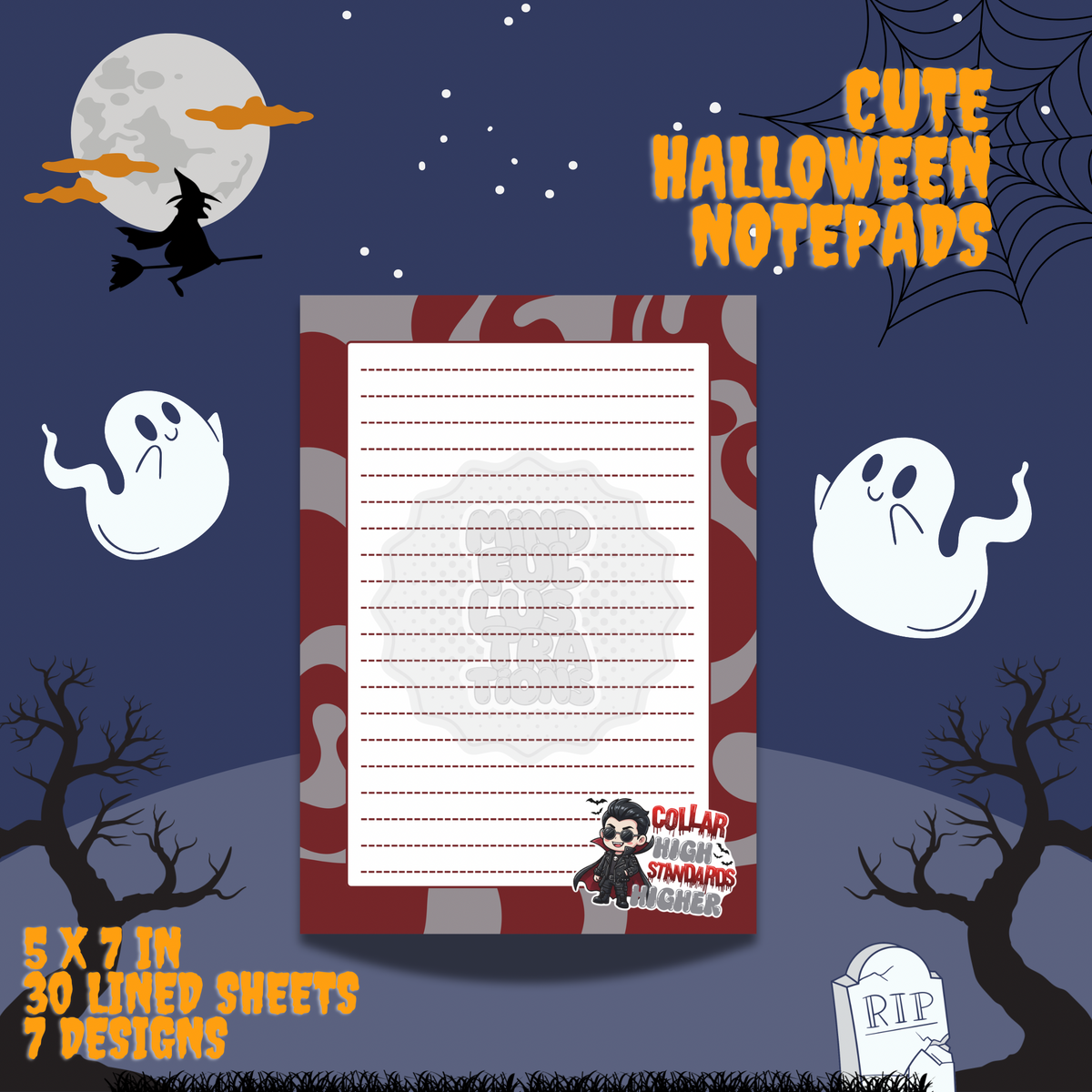 Cute Spooky Season | Lined Notepad | 5 x 8 in | 4 Design