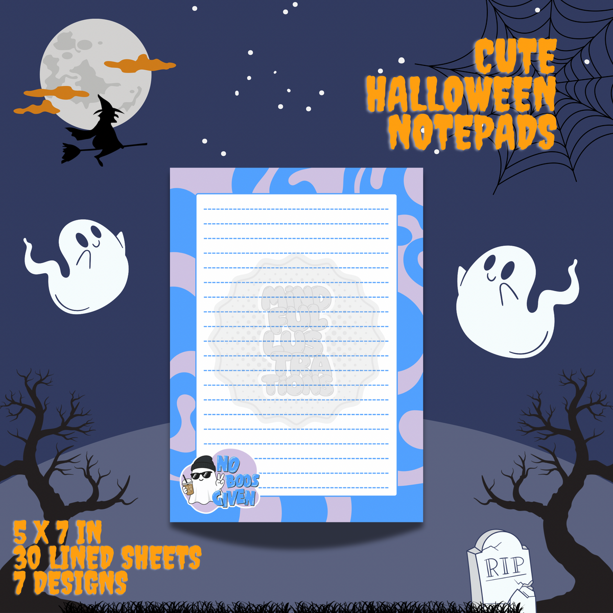 Cute Spooky Season | Lined Notepad | 5 x 8 in | 4 Design