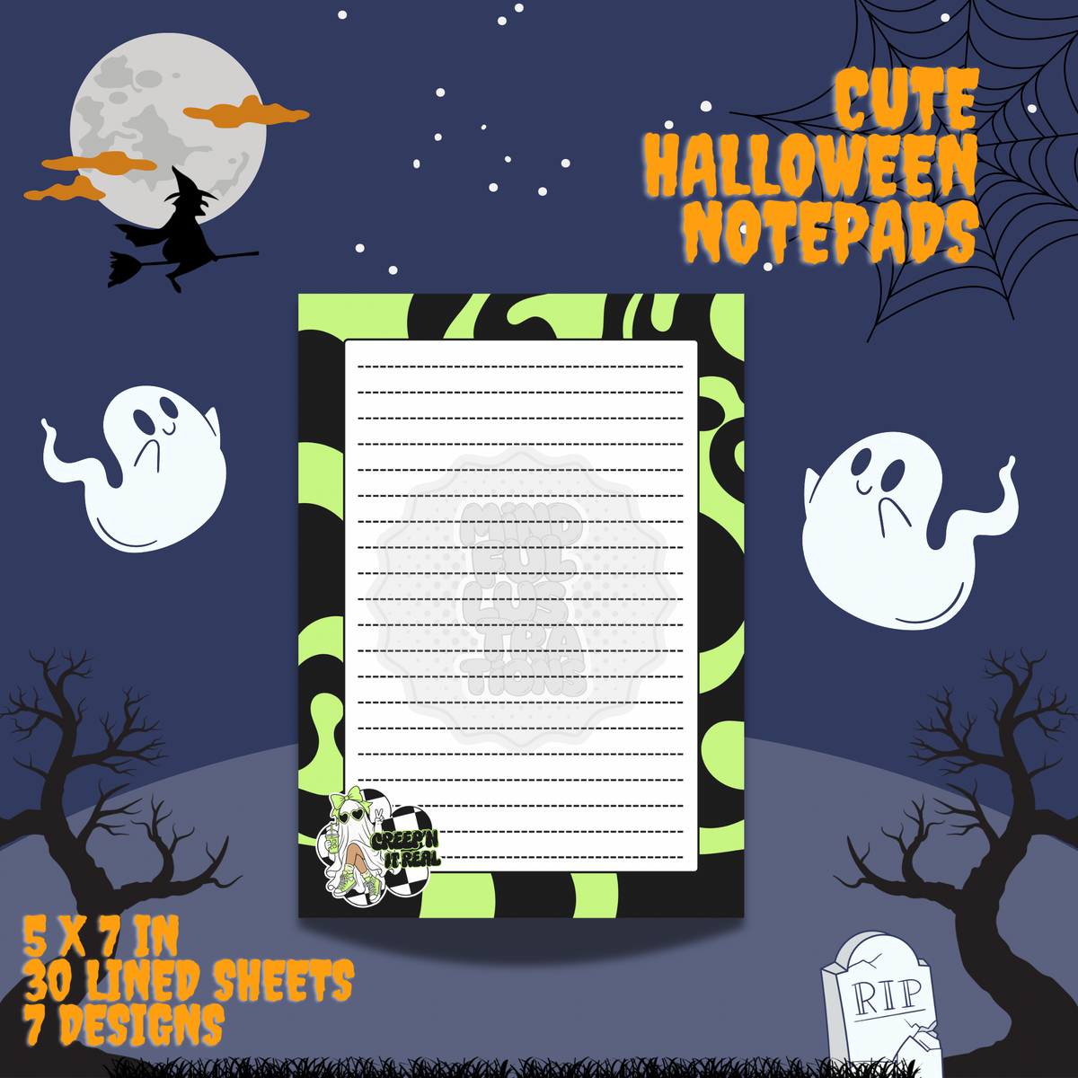 Cute Spooky Season | Lined Notepad | 5 x 8 in | 4 Design